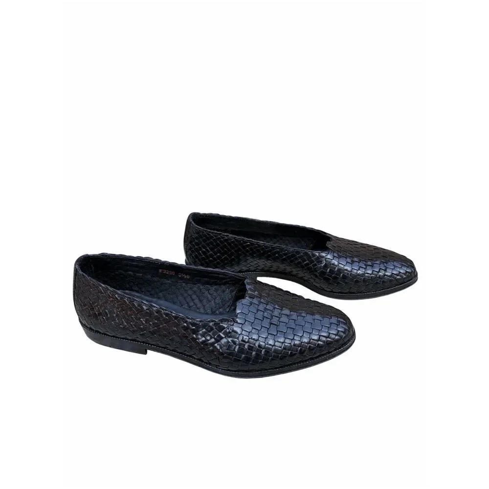 Cole Haan Bremen Black Leather Weave Loafers/Flats 5.5 Shoes Classic Preppy